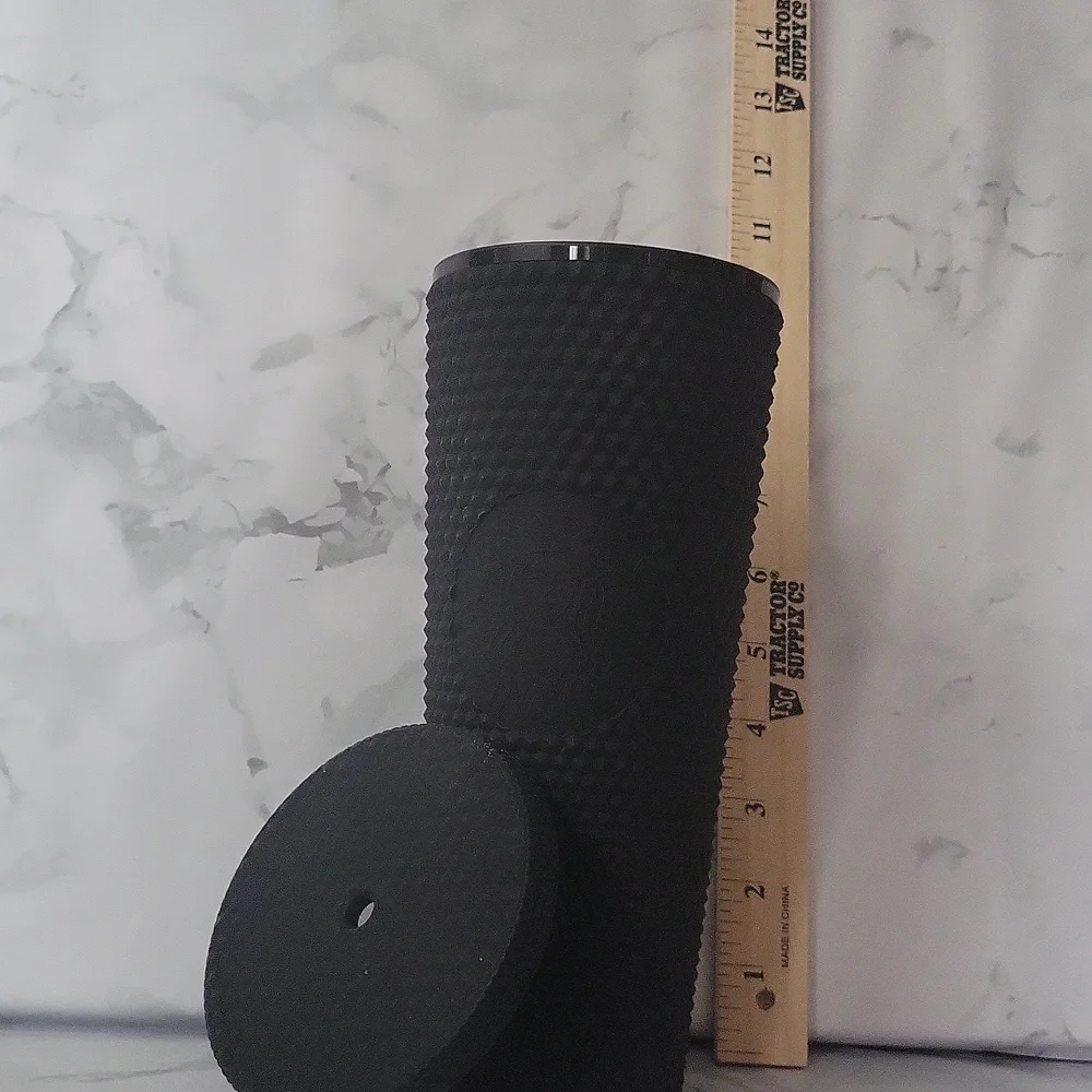 Starbucks Venti Tumbler Studded Matte Black Diamond Rubberized Cold Cup 24oz